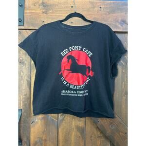 Red Pony Cafe women’s XL custom crop shirt